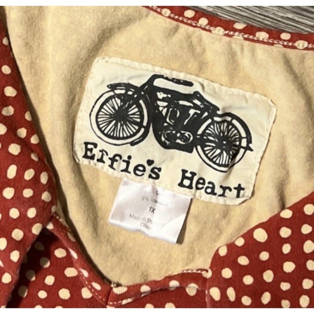 Effie's Heart The Ready Dress in Chamomile Print Burnt Orange Polka Dot Size 1X - Picture 3 of 9